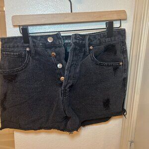 Black Distressed Jean Shorts